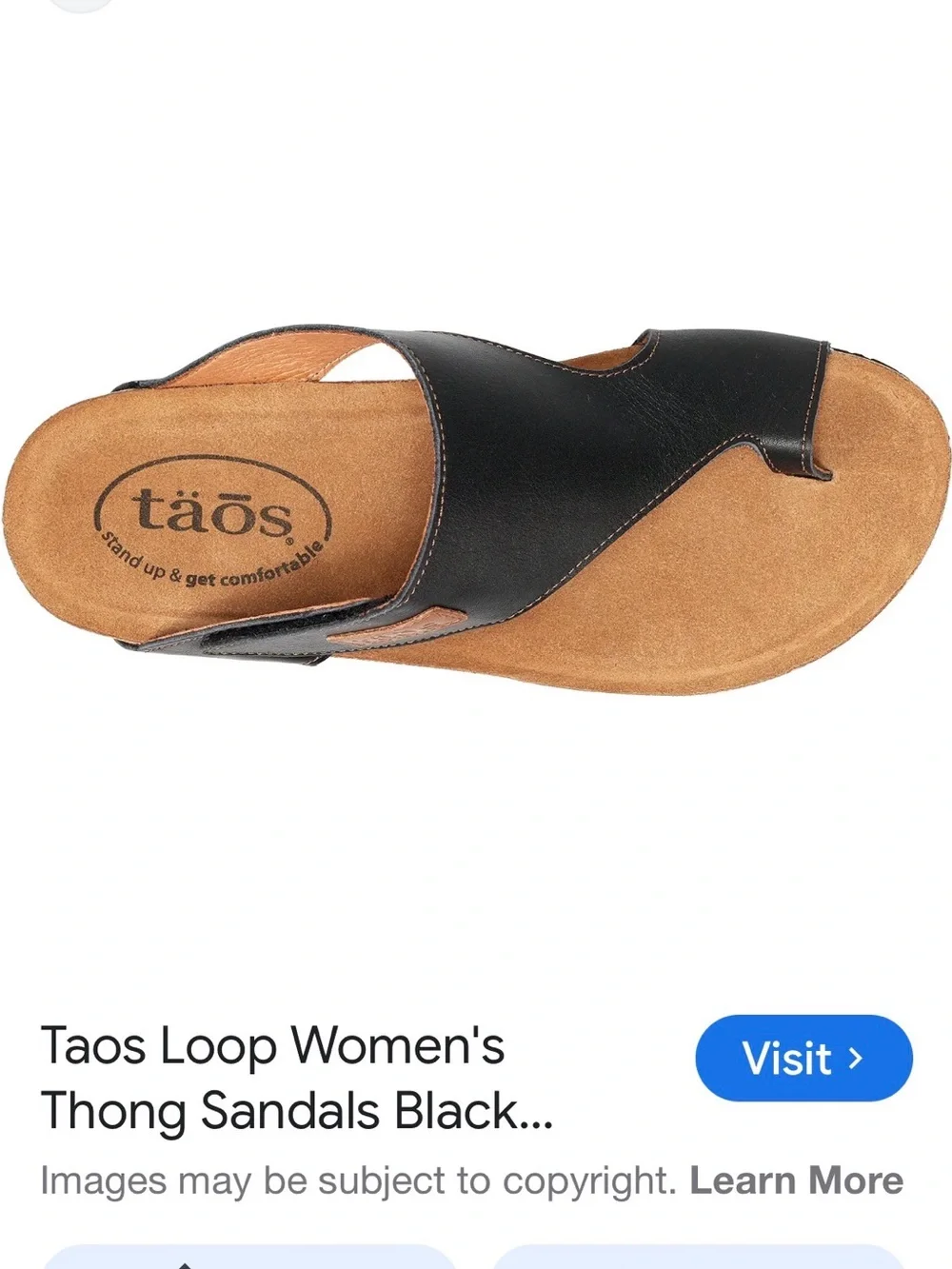 Taos Footwear Black Leather Toe-Loop Slide Sandals
